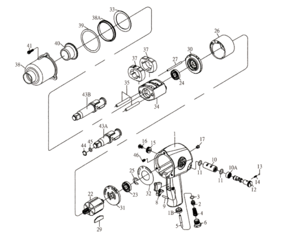 气动风炮400500分解图 气动风炮400500分解图