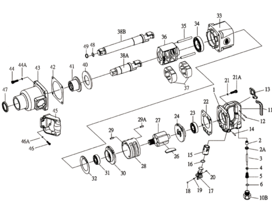 天赋工具1"方头气动风炮801800分解图 天赋工具1"方头气动风炮801800分解图