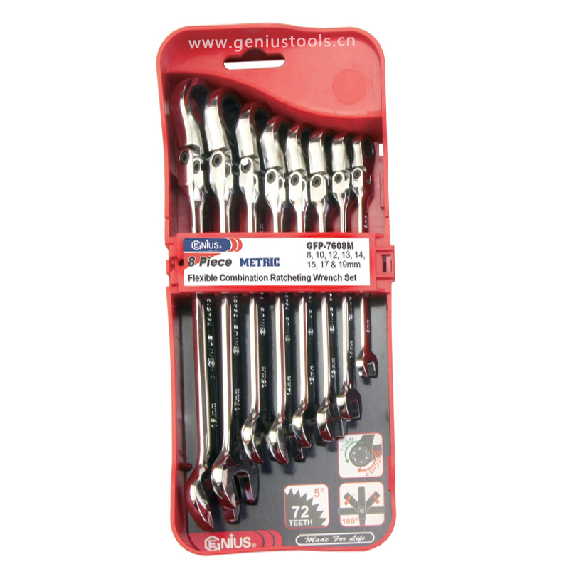 天赋工具8件套英制精抛光活头两用快扳组GFP-7708S